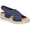 Bella Vita Cosette Womens Faux Leather Criss-cross Wedge Sandals In Blue