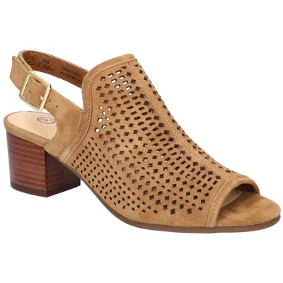 Bella Vita Emmalyn Womens Laser Cut Leather Block Heels In Dark Tan Suede Leather