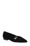 Bella Vita Evanna Pointed Toe Flat In Black Leather
