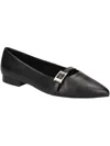 Bella Vita Evanna Womens Faux Leather Buckle Flat Shoes In Black