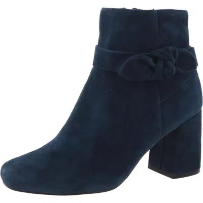 Bella Vita Felicity Womens Side Tie Suede Booties In Blue