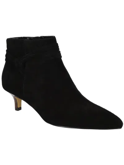 Bella Vita Jani Womens Suede Pointed Toe Booties In Black