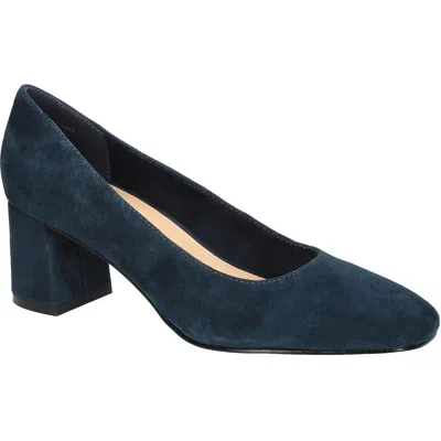 Bella Vita Jillian Womens Solid Leather Block Heels In Navy Kidsuede Leather