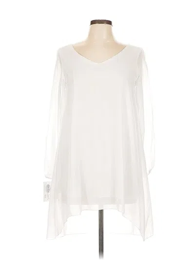 Pre-owned Bella Vita Long Sleeve Blouse In White