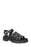 Bella Vita Loni Lug Sole Fisherman Sandal In Black Leather