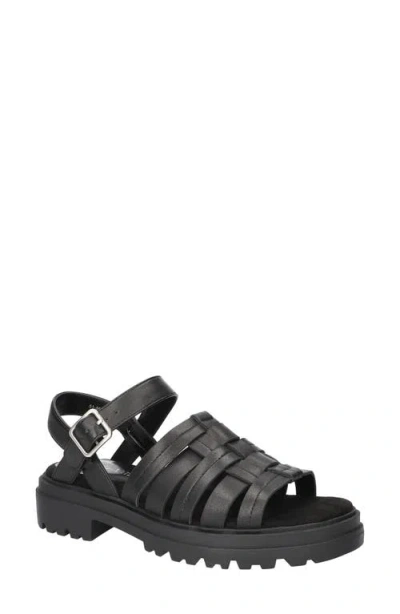 Bella Vita Loni Lug Sole Fisherman Sandal In Black Leather