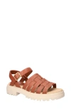 Bella Vita Loni Lug Sole Fisherman Sandal In Dark Tan Leather