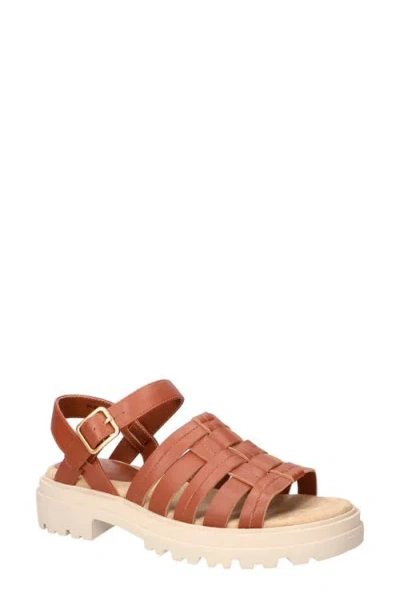 Bella Vita Loni Lug Sole Fisherman Sandal In Dark Tan Leather