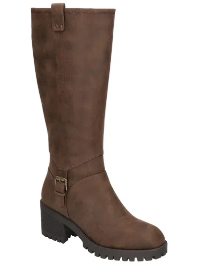 Bella Vita Lorielle Plus Womens Faux Leather Inside Zipper Knee-high Boots In Brown