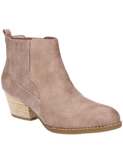 Bella Vita Lou Womens Faux Suede Slip On Ankle Boots In Taupe