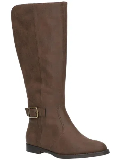 Bella Vita Makayla Womens Faux Suede Buckle Mid-calf Boots In Brown