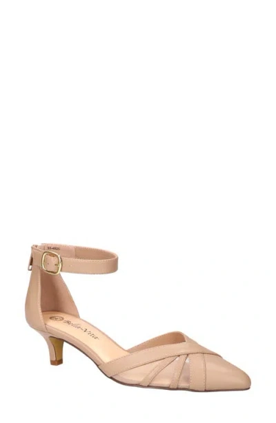 Bella Vita Malani Pointed Toe Kitten Heel Pump In Beige Leather