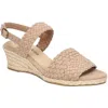 Bella Vita Mariella Womens Buckle Faux Suede Wedge Sandals In Almond Suede
