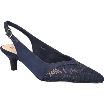 Bella Vita Marquette Slingback Kitten Heel Pump In Navy Suede