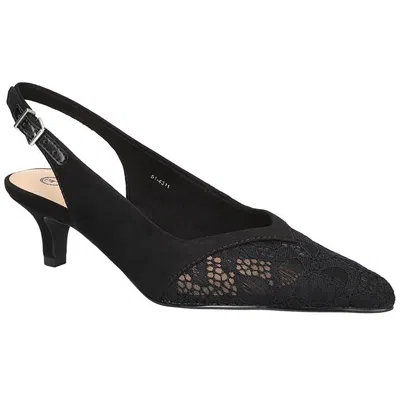 Bella Vita Marquette Womens Adjustable Faux Suede Slingback Heels In Black Suede