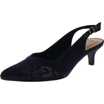 Bella Vita Marquette Womens Faux Suede Lace Inset Slingback Heels In Multi