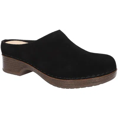 Bella Vita Motto Womens Suede Slip On Clogs In Black Suede Leather
