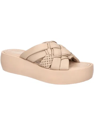 Bella Vita Ned-italy Womens Leather Slip On Platform Sandals In Beige