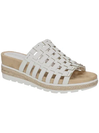 Bella Vita Oaklynn Womens Leather Espadrille Platform Sandals In White