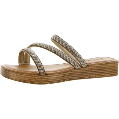 Bella Vita Ona-italy Womens Rhinestone Slip On Wedge Sandals In Gold