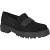 Bella Vita Paz Lug Loafer In Black Suede Leather