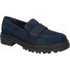 Bella Vita Women's Paz Comfort Lug Loafers In Navy Suede Leather