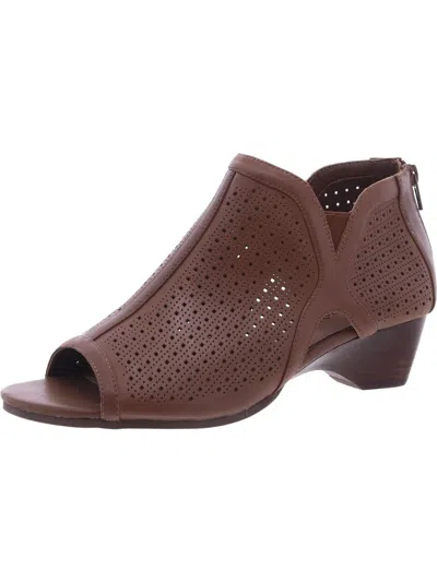 Bella Vita Remy Womens Leather Perforated Booties In Brown