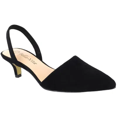 Bella Vita Sarah Womens Faux Suede Slip On Heels In Black Suede Leather