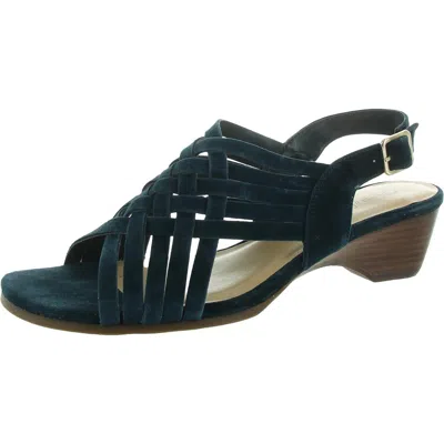 Bella Vita Seble Womens Strappy Open Toe Slingback Sandals In Navy Kidsuede Leather