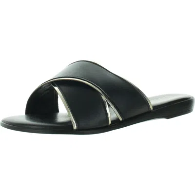 Bella Vita Tab-italy Womens Faux Suede Flat Slide Sandals In Black