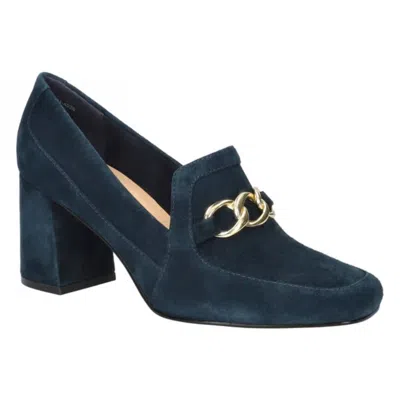 Bella Vita Tam Pumps Women's Navy Suede Square Toe Slip On Block Heel Gal2195 In Blue