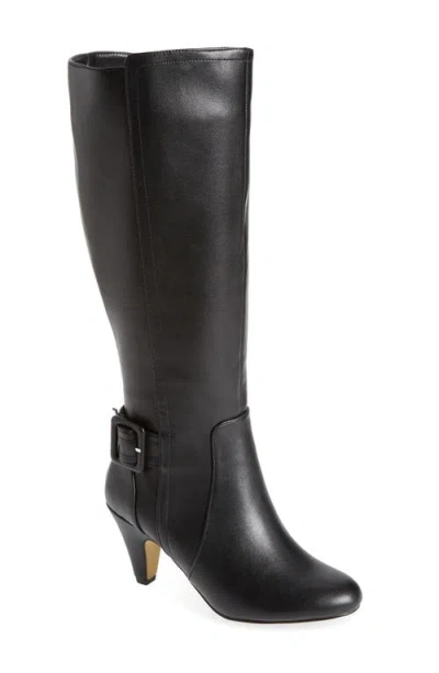 Bella Vita Troy Ii Plus Womens Faux Leather Wide Calf Knee-high Boots In Black