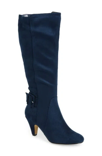 Bella Vita Troy Knee High Buckle Boot In Blue
