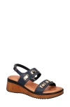 Bella Vita Vic Italy Platform Sandal In Navy Italian Leather