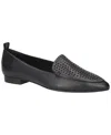 Bella Vita Alessi Perforated Pointed Toe Flat In Black Leather