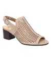 Bella Vita Women's Emmalyn Block Heel Sandals In Almond Suede Leather