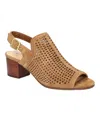 Bella Vita Emmalyn Womens Laser Cut Leather Block Heels In Dark Tan Suede Leather