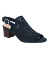 Bella Vita Illiana Womens Perforated Block Heel In Navy Suede Leather