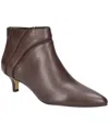 Bella Vita Faraday Pointed Toe Kitten Heel Bootie In Brown Leather