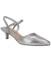 Bella Vita Katriana Womens Leather Embellished Slingback Heels In Silver Leather