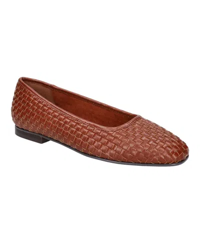 Bella Vita Women's Kimiko Square Toe Flats In Dark Tan Woven