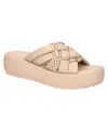 Bella Vita Ned Italy Womens Leather Slip On Flatform Sandals In Nude Leather