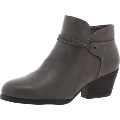 Bella Vita Womens Block Heel Faux Leather Booties In Grey