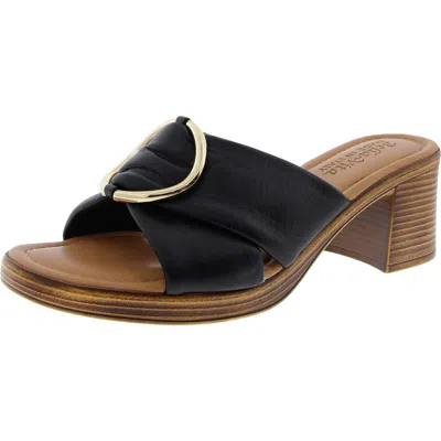 Bella Vita Womens Buckle Leather Slide Sandals In Black