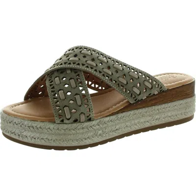 Bella Vita Womens Cork Leather Platform Sandals In Grey