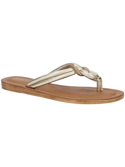 Bella Vita Womens Faux Leather Thong Flip-flops In White