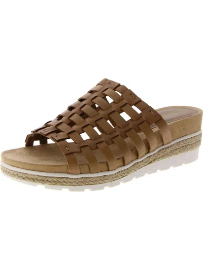 Bella Vita Womens Leather Slip On Wedge Sandals In Brown