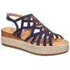 Bella Vita Zip-italy Womens Suede Caged Flatform Sandals In Blue