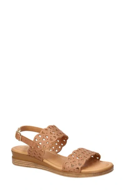 Bella Vita Zoe Italy Perforated Sandal In Whiskey Italian Leather