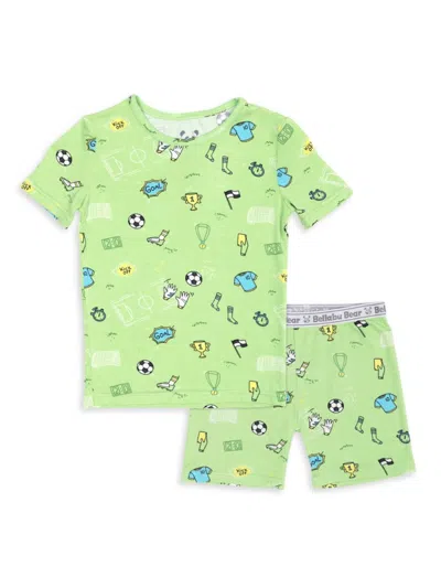 Bellabu Bear Baby Boy's, Little Boy's & Boy's Soccer Pajama Shorts Set In Bright Green